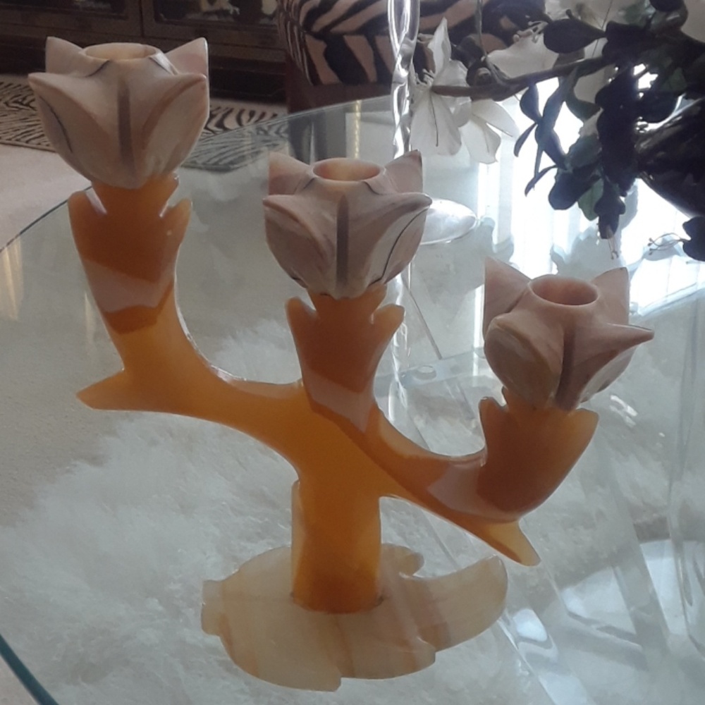 Two Onyx candle holders